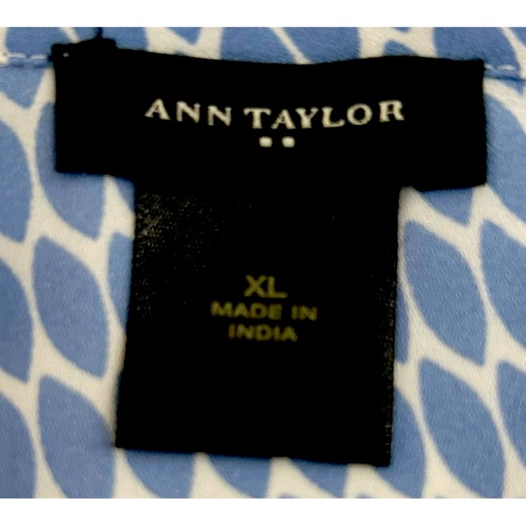 Ann Taylor Factory Peplum Blouse Blue & White Print Size XL - Picture 7 of 7